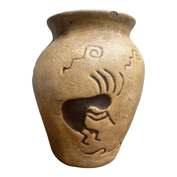 Wonderful Native American Kokopelli Acoma Pottery Vase, 10" made in mexico - Picture 5 of 8